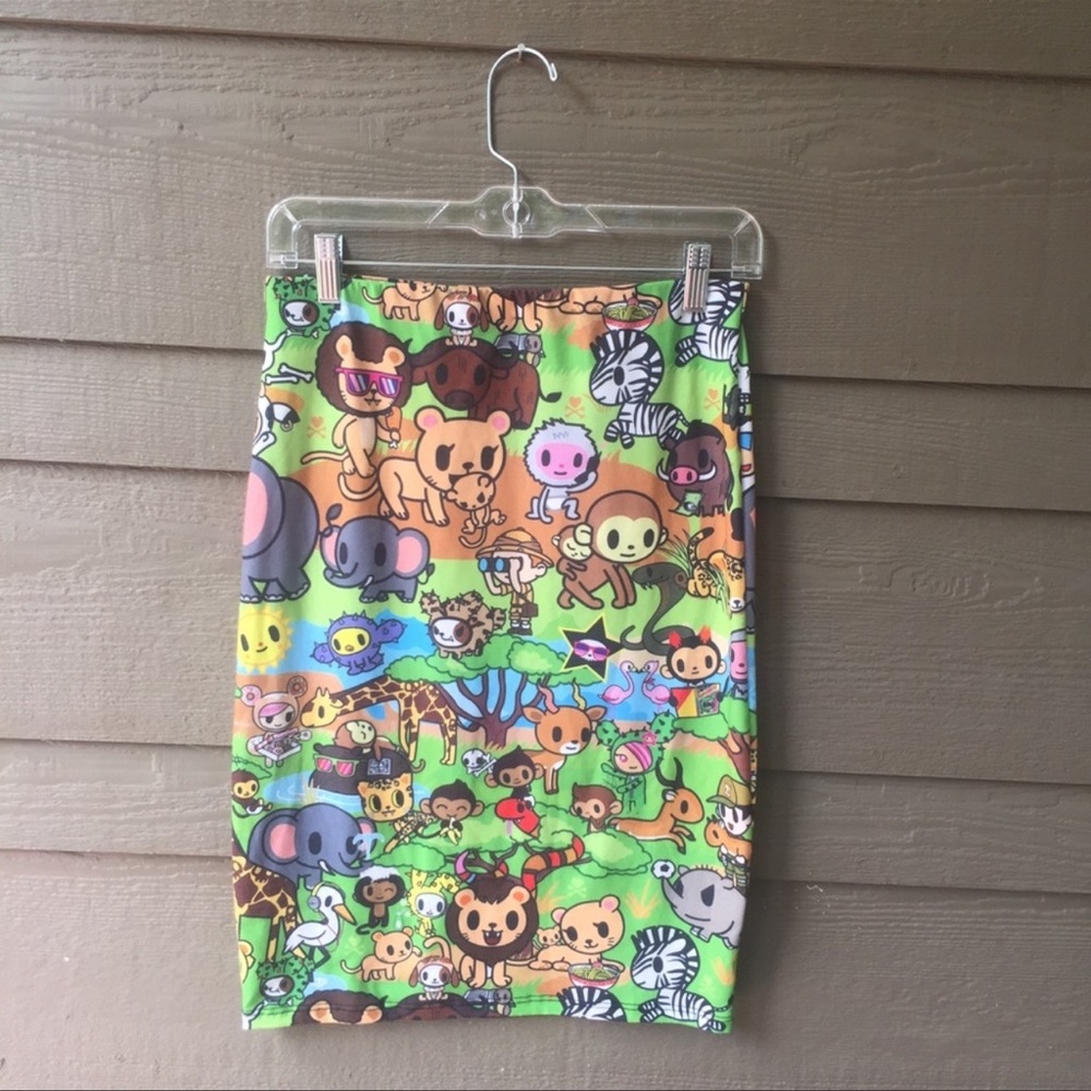 🐅 Savannah Safari Kawaii Tokidoki X JapanLa Collab Pencil Skirt RARE 🐘